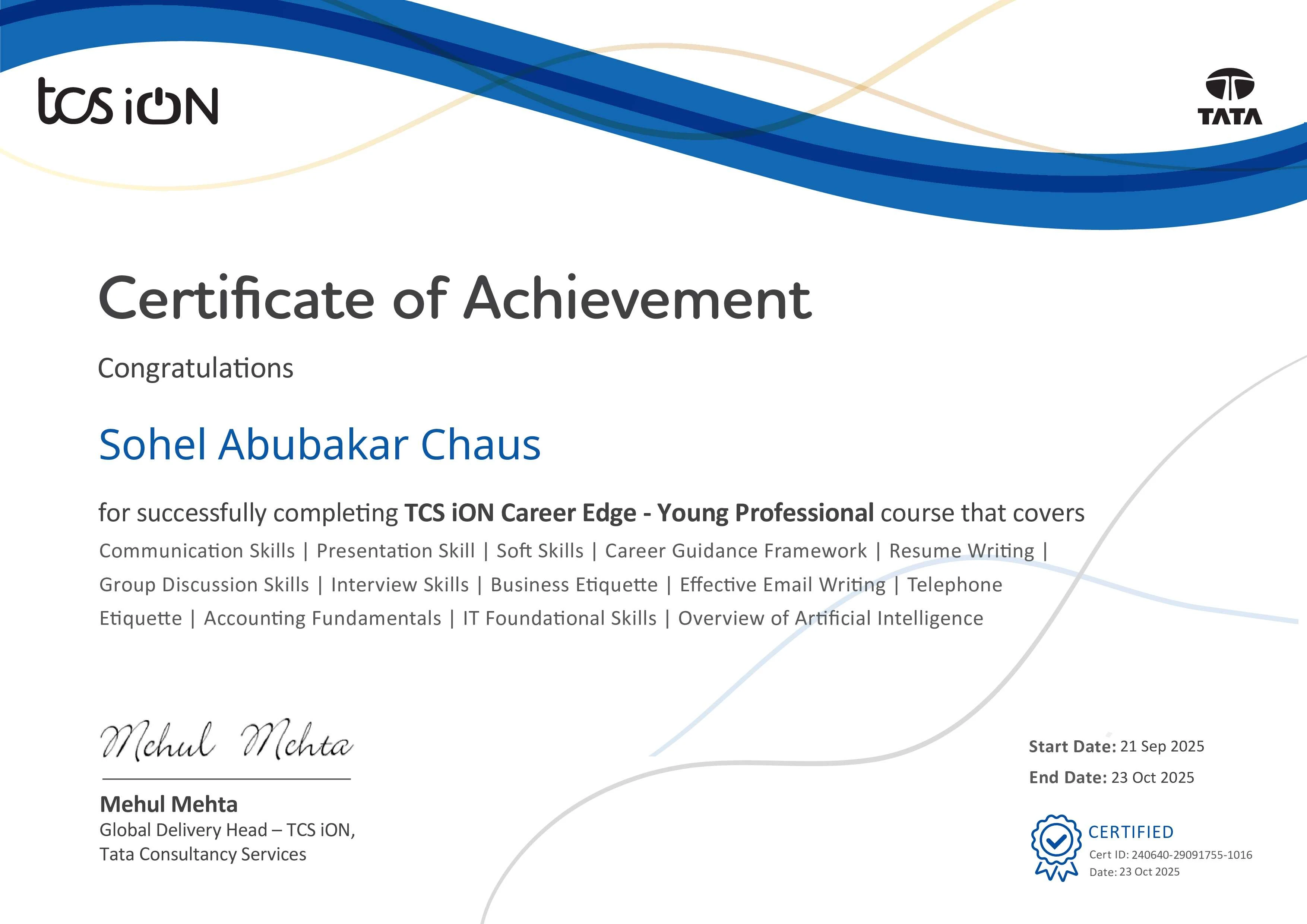 Certificate 3